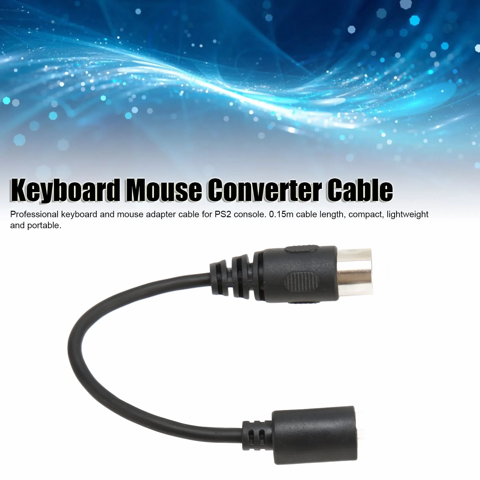 Cavo Adattatore DIN 5 Pin Maschio a Mini DIN 6 Pin Femmina,Cavo Convertitore Mouse Tastiera PS2, 5,9 Pollici