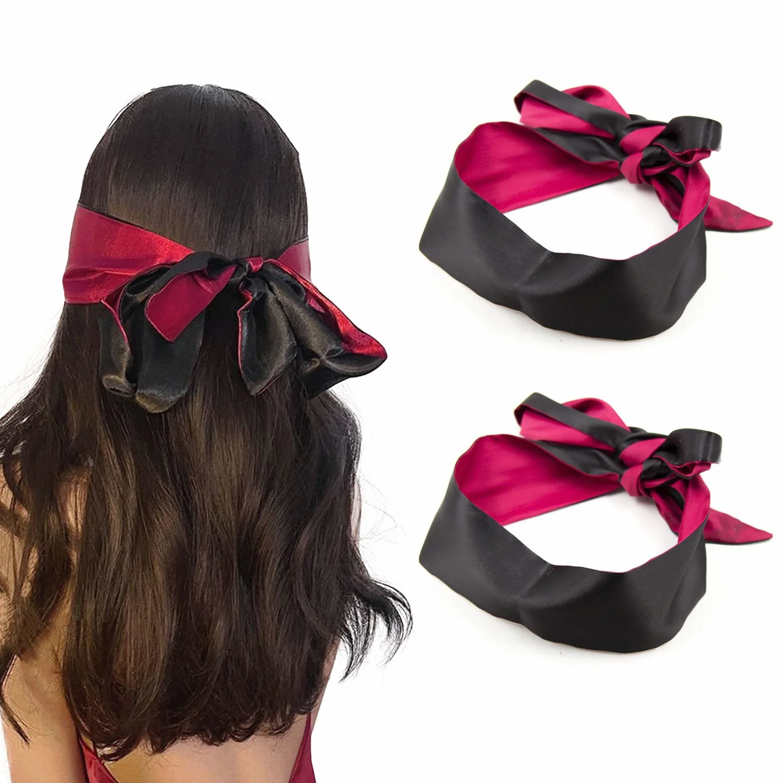 Maschera per Occhi in Raso 2 pezzi Benda Sexy per Dormire Bendati