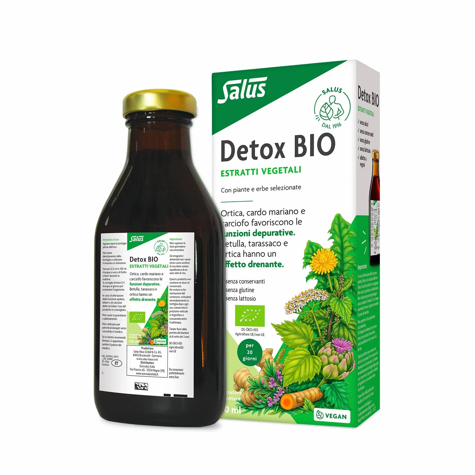 Salus Detox Bio Integratore Alimentare Biologico Depurativo Drenante Antiossidante 250ml