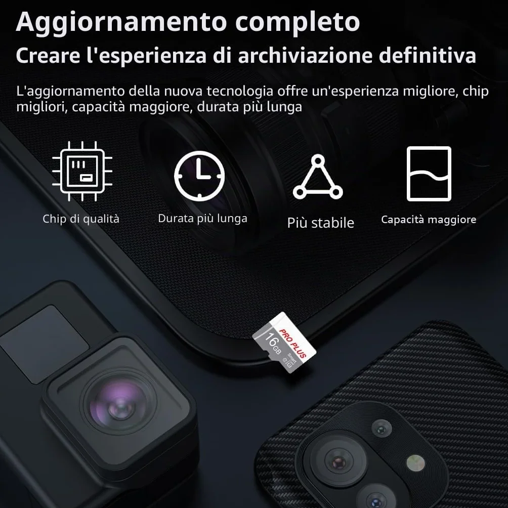 2 Pack Scheda di Memoria 16GB con Adattatore, Classe 10 UHS-I A1, Schede Di Memoria Alta Velocità per Fotocamera, Telefono, Tablet, Registratore Di Guida, PC (TF183 16GB)