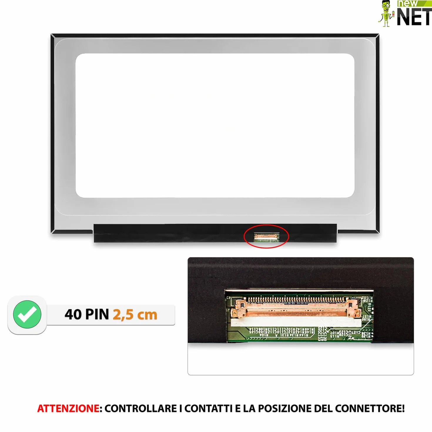 new net - Pannello Schermo Display LCD IPS Compatibile con HP Omen 17-ck0008nl, 17-ck0009nl, 17-ck0010nl, 17-ck0011nl, 17-ck0012nl, 17-ck0013nl [17.3 Pollici FHD 1920x1080 40pin 144Hz]