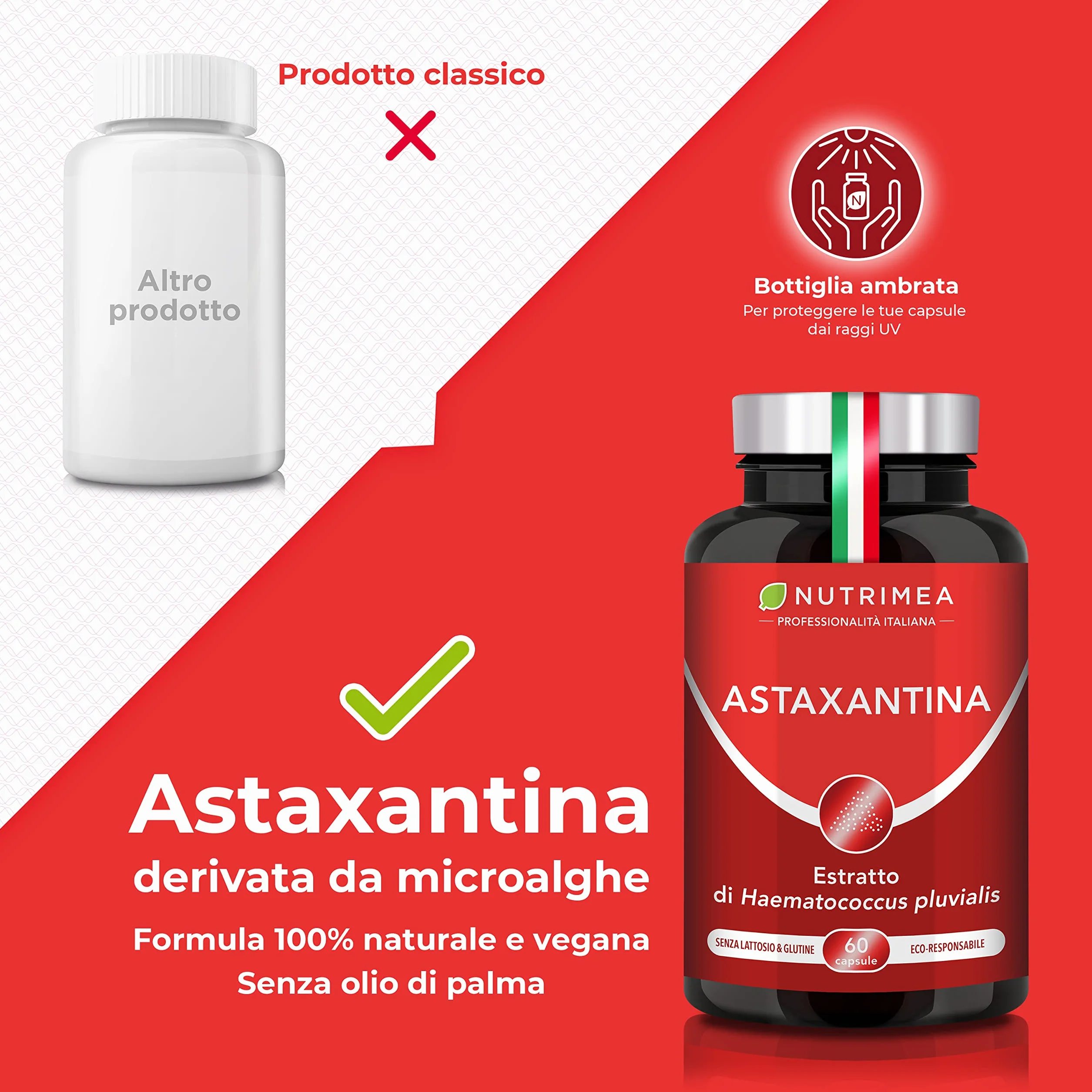 Astaxantina Pura 40 mg Haematococcus Pluvialis Antiossidante 60 Capsule Softgel