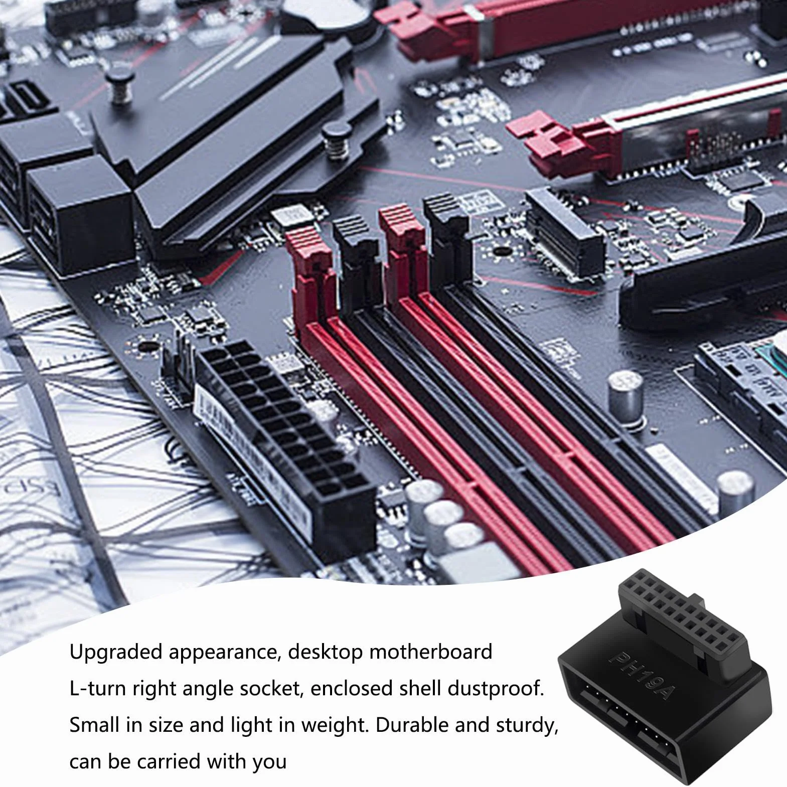 USB 3.0 Motherboard Adapter 90 Degrees - L-Shaped Male to Female Connector | High-Speed 19-Pin/20-Pin Front Panel Header | Internal Cable Extension for Desktop Motherboards | USB Adapter