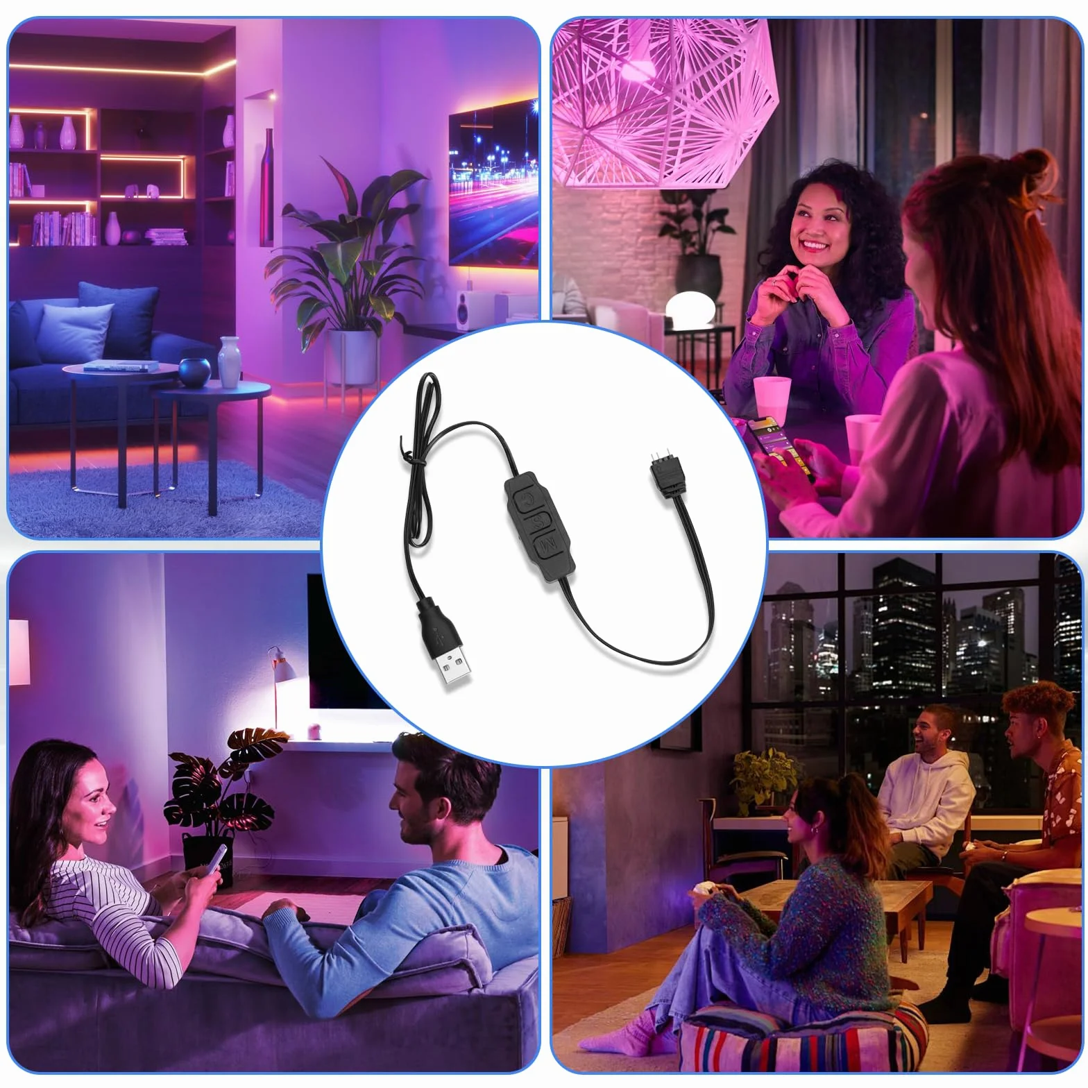 Controller LED ARGB 5V 3 pin 70cm USB mini RGB con pulsanti per PC fan strisce luminose
