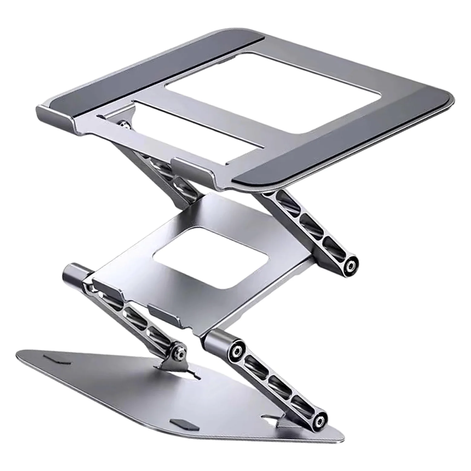 Supporto pieghevole per laptop a 3 strati, regolabile con 4 onde, supporto per notebook da 17,3 pollici, supporto per telefono regolabile in acciaio al carbonio e silicone