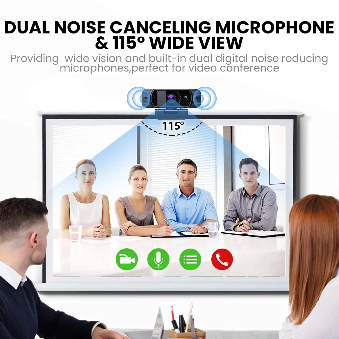 Webcam con copertura per la privacy, webcam HD 1080p, correzione della luce, plug and play, webcam per streaming di conferenze di gioco, per Mac, Windows, PC, computer portatile