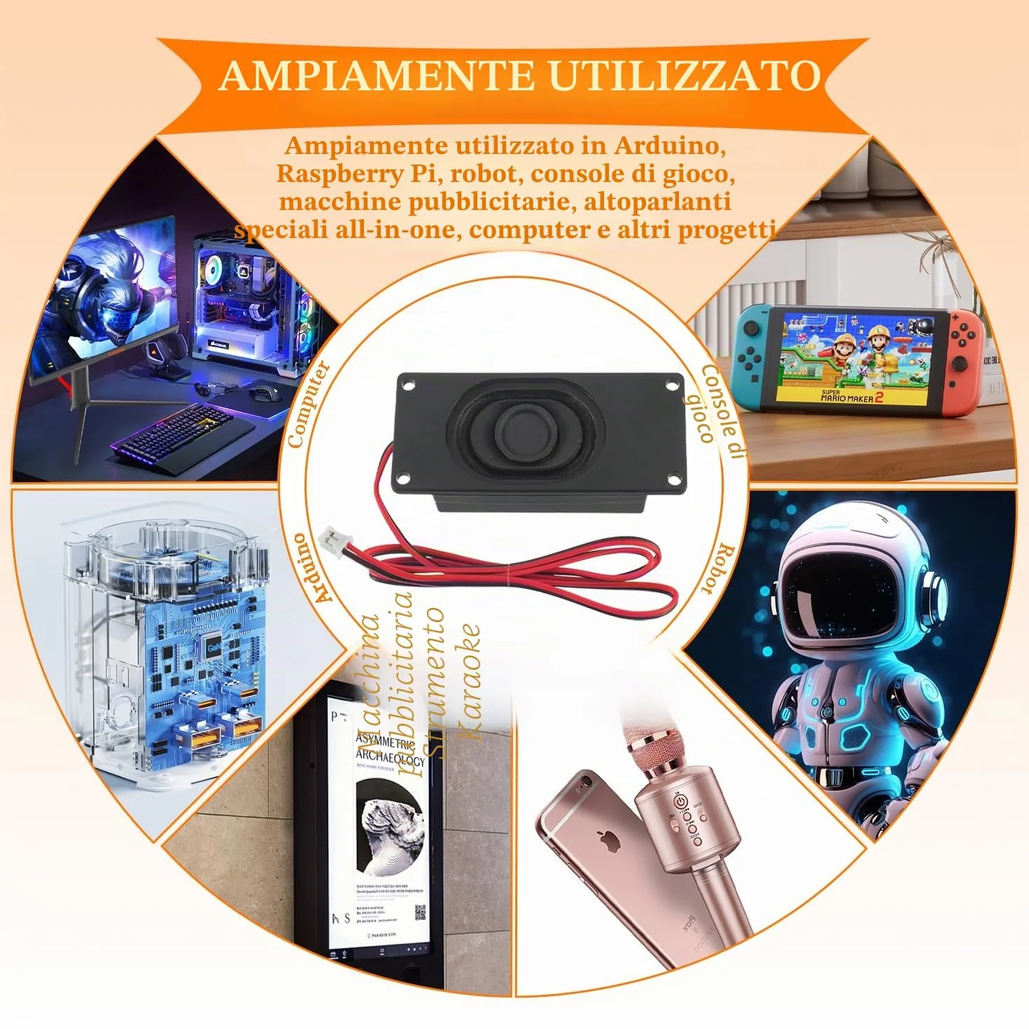 Altoparlante 3W 8 Ohm JST-PH2.0 per Arduino Progetti elettronici 4 Pezzi