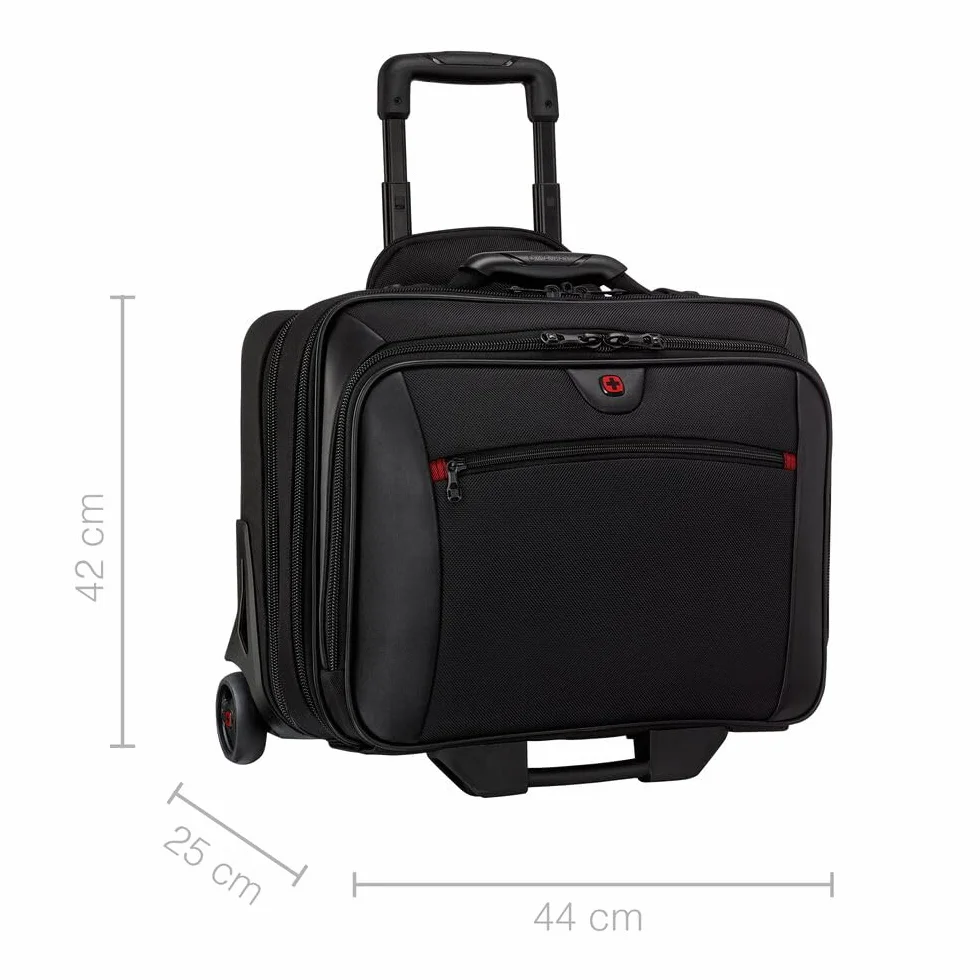 WENGER Borsa Trolley Porta PC Potomac 2-TLG, Notebook 17”, Custodia Laptop 15” Estraibile, 23 l, Uomo Donna, Ufficio Viaggi di Lavoro, Nero, 600661