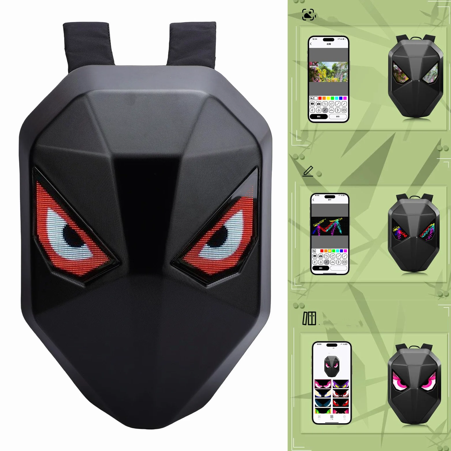 Asixxsix Zaino da moto a LED, Programmabile schermo a colori HD Borsa per laptop, 40x48, Impermeabile di grande capacità Hard equitazione zaino con Controllo App per Viaggi