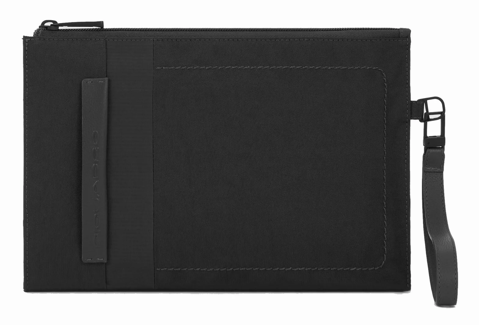 Piquadro Pochette porta iPad®mini in tessuto riciclato e pelle con tasca porta occhiali, protezione anti-frode RFID e tasca per AirPods® Nero