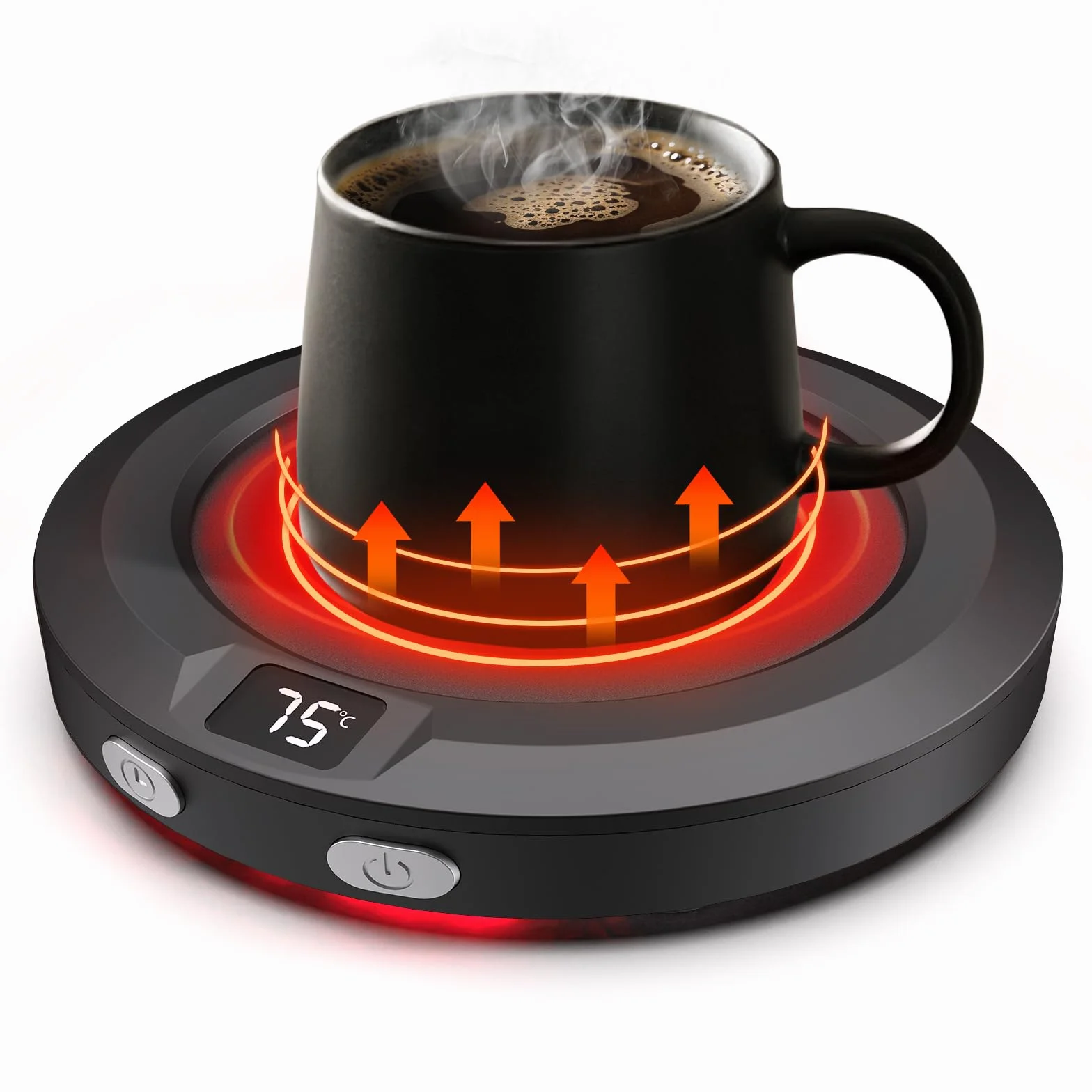 Scalda Tazza, Scalda Tazza usb da Scrivania con 3 Impostazioni Temperatura, Scaldatazza con Spegnimento Automatico 2-12h, Scalda Tazzine da Caffè per Latte, Tè, Acqua (nero)
