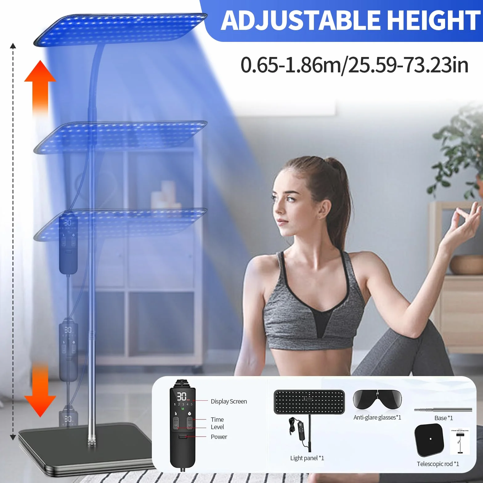 Solarium per la casa 50 W lampada abbronzante portatile con occhiali base retrattile 460 NM 490 NM
