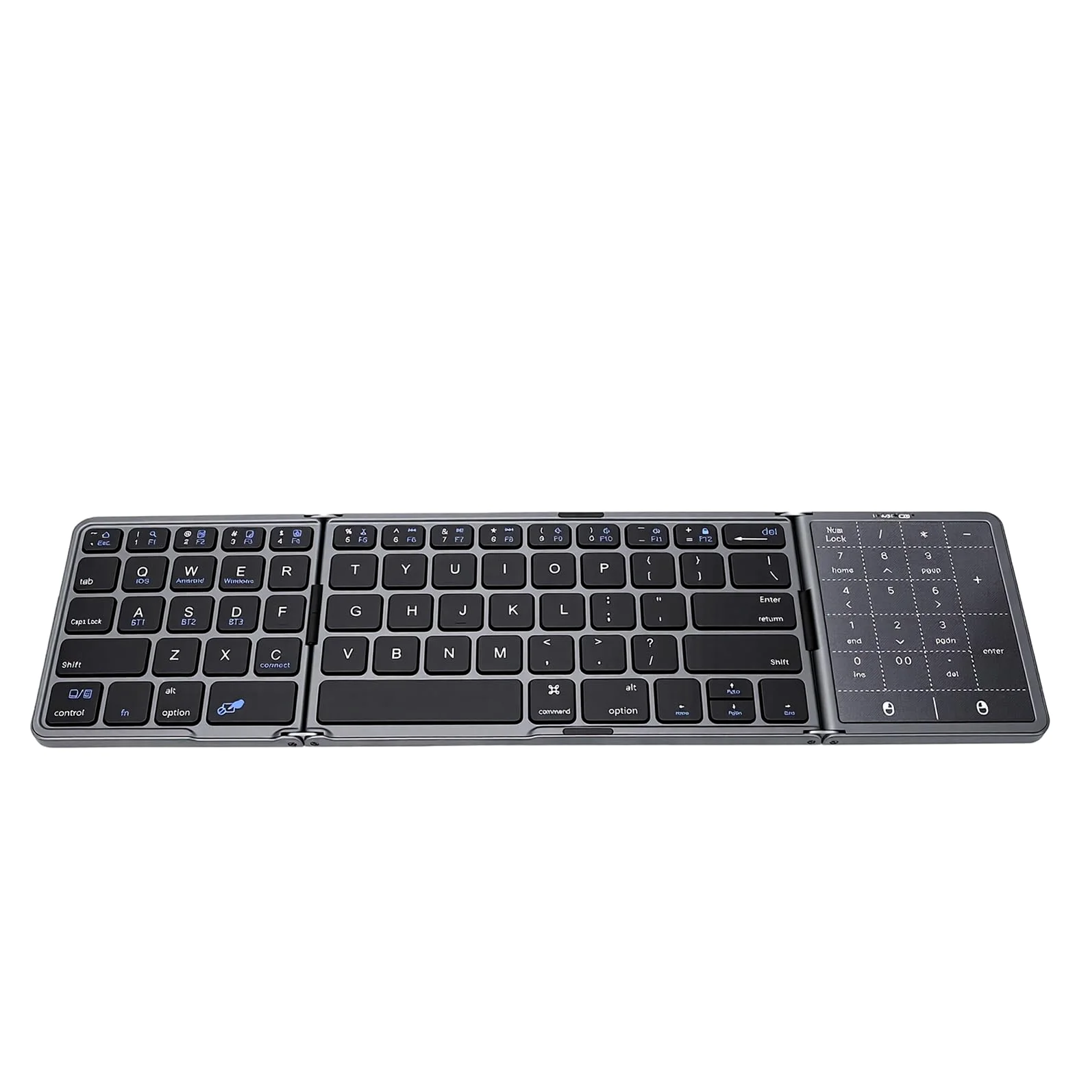 VBESTLIFE Tastiera Pieghevole, Tastiera Portatile Wireless Bluetooth 5.3 con Trackpad Multitouch e Tastierino Numerico, per Smartphone Tablet Laptop PC