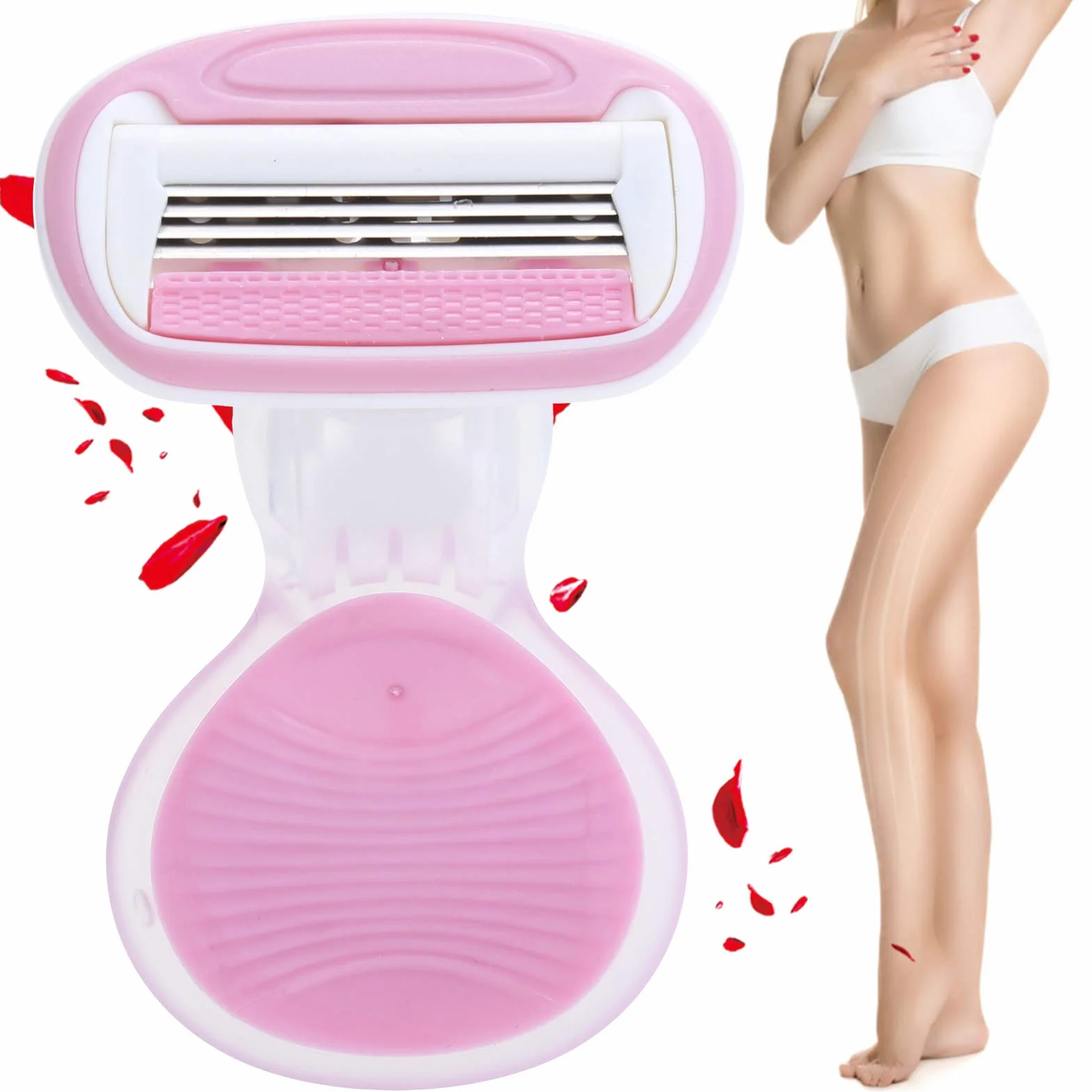 Brrnoo Rasoio Donna 4 Lame Acciaio Inossidabile Flexball Testina Girevole Custodia Viaggio