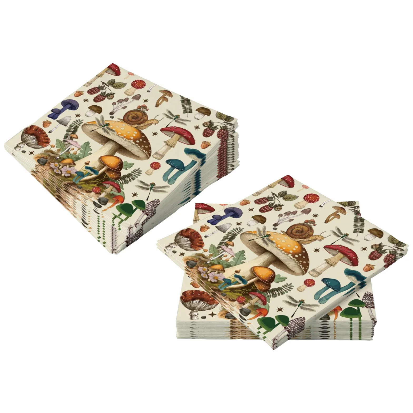 Tovaglioli Vintage Design Fungo 40 Pezzi Set, Tovaglioli da Cocktail Colorati Riciclabili Morbidi