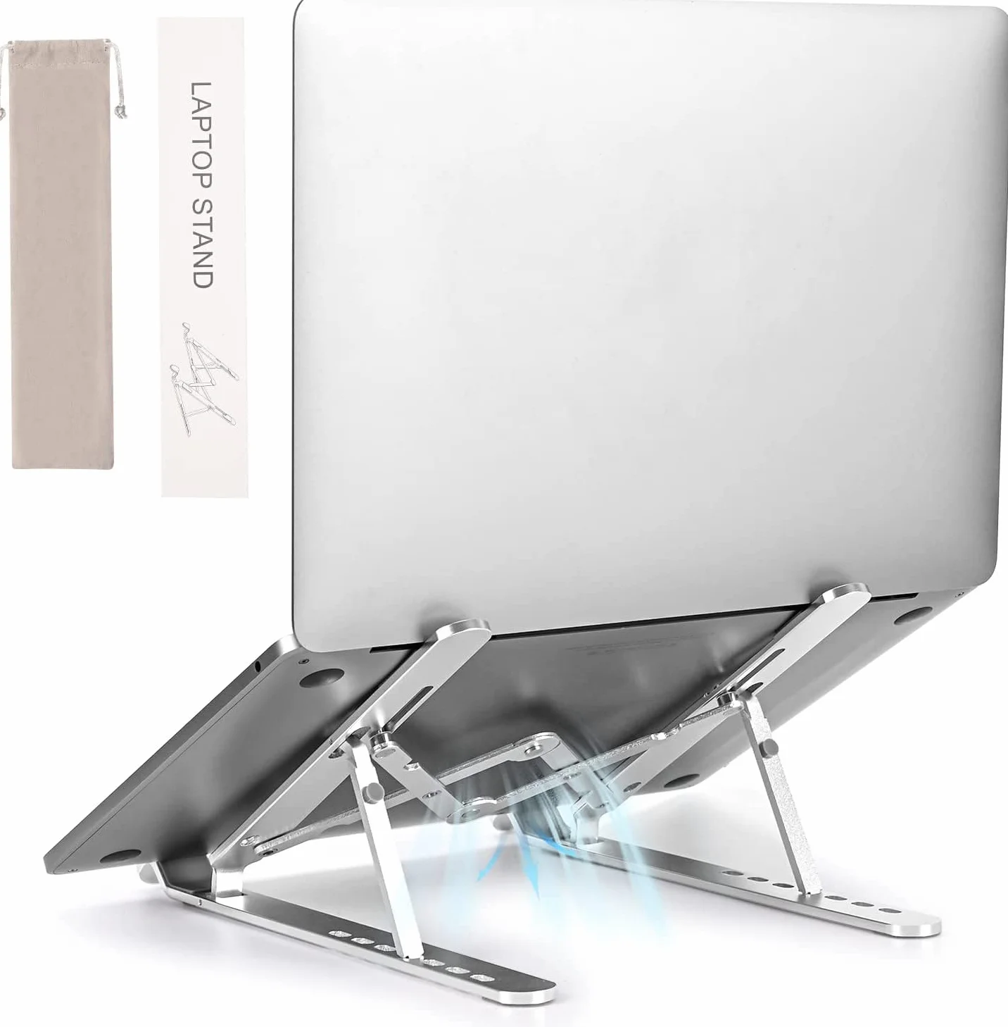Hoppac Supporto PC Portatile, Regolabile 7 Livelli Supporto Per Laptop, Alluminio Pieghevole Ventilato PC Stand，Supporto Notebook Alluminio Compatibile Con Macbook Air/Pro/ASUS/Lenovo/Acer/HP 10-17”