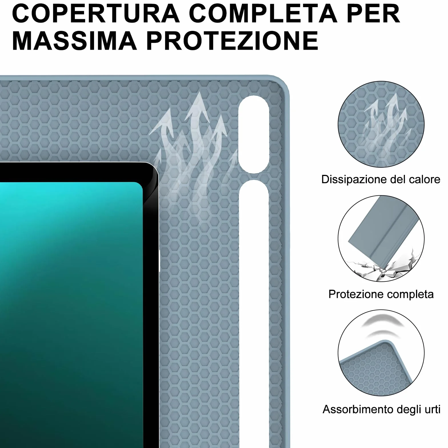 IVEOPPE Tastiera per Samsung Galaxy Tab S9 FE/S10 FE 10.9"/S9 11" con Touchpad, Cover Tastiera Trackpad Italiana Bluetooth per Samsung Galaxy Tab S9 2023/S9 FE 2023/S10 FE 2025, Blu Nebbioso