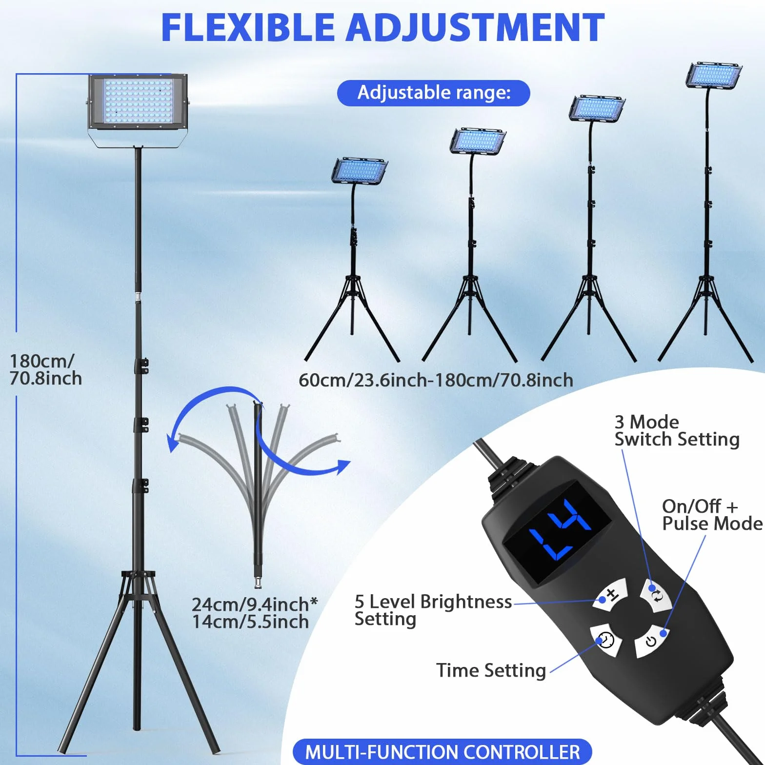 Lampada abbronzante per casa 460 & 480 NM luce blu terapia Solarium 2 modalità costante+pulsante 5 livelli di luminosità