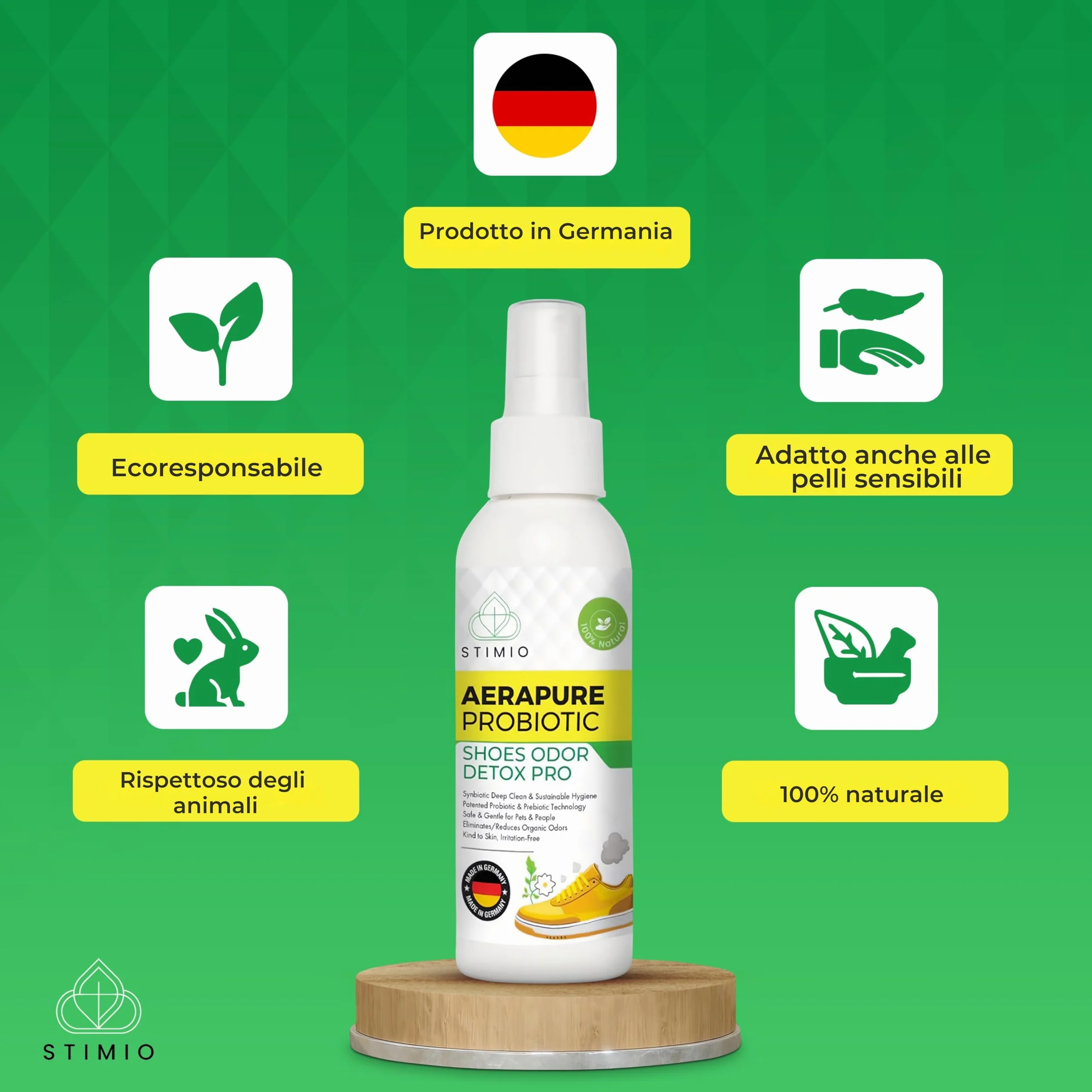 Spray deodorante probiotico enzimatico contro il sudore – Elimina odori con microrganismi attivi, naturale ecologico