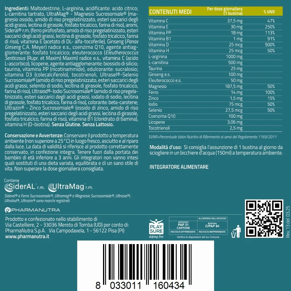 Apportal® Integratore Alimentare Tonico Energizzante 4 in 1 Ferro e Magnesio Sucrosomiale® Vitamina C 19 Nutrienti 14+14 Bustine Recupero Fisico Mentale
