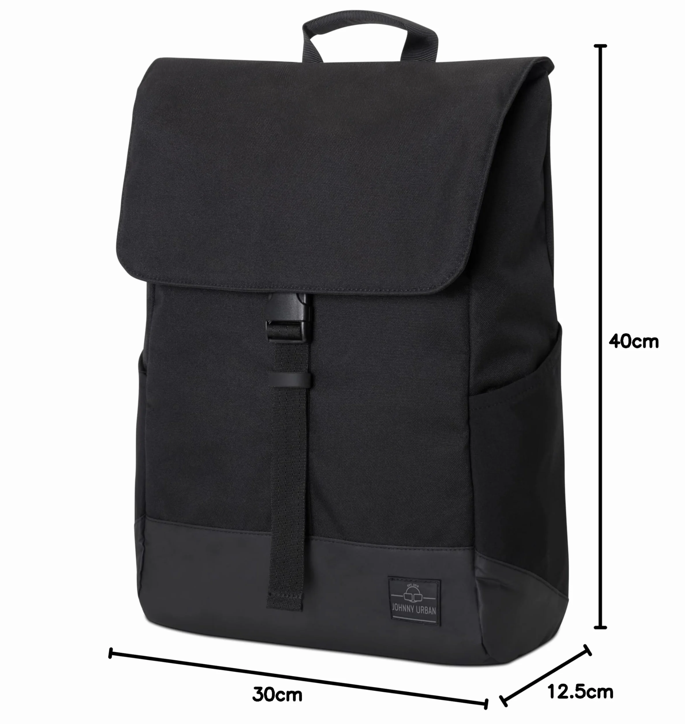 Johnny Urban Zaino Donna e Uomo Nero - MIKA - Zainetto con Vano per PC Portatile 16 Pollici - Backpack per Lavoro, Viaggio, Università - Impermeabile