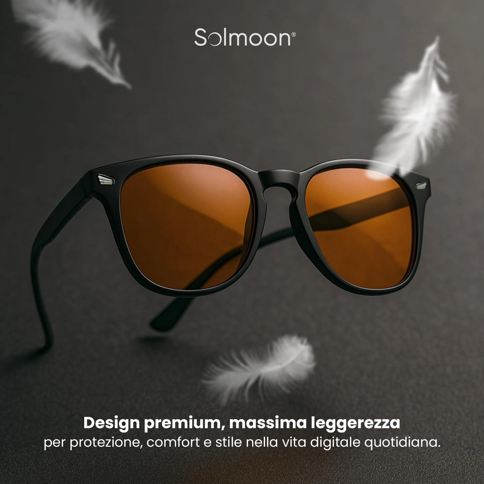 Solmoon Occhiali Luce Blu Filtro per Computer Schermi Gaming Uso Serale Materiali Non Tossici Custodia Rigida Premium