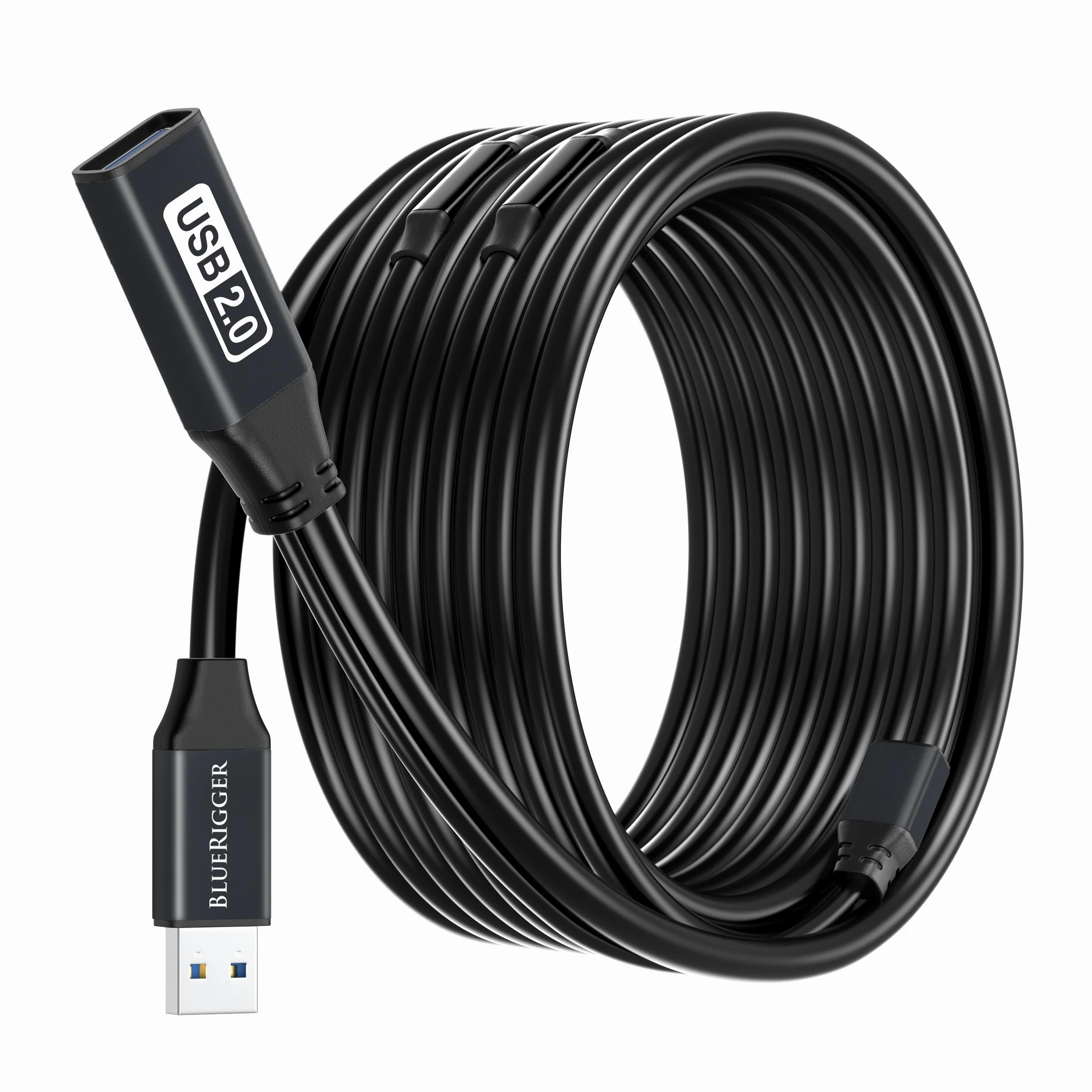 BlueRigger, Cavo prolunga USB, 22 m, prolunga USB 2.0 attiva, ripetitore maschio a femmina, cavo di trasferimento dati per console di gioco, stampanti, fotocamere, tastiere, dischi rigidi