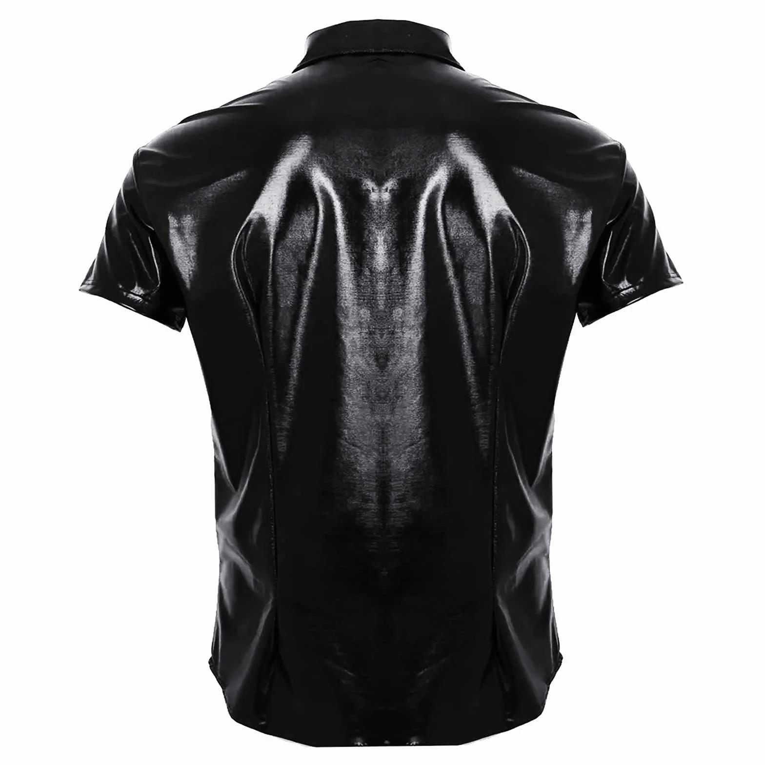 Similpelle da uomo lucido metallizzato in pelle laccata con effetto bagnato vestibilità aderente chiusura lampo