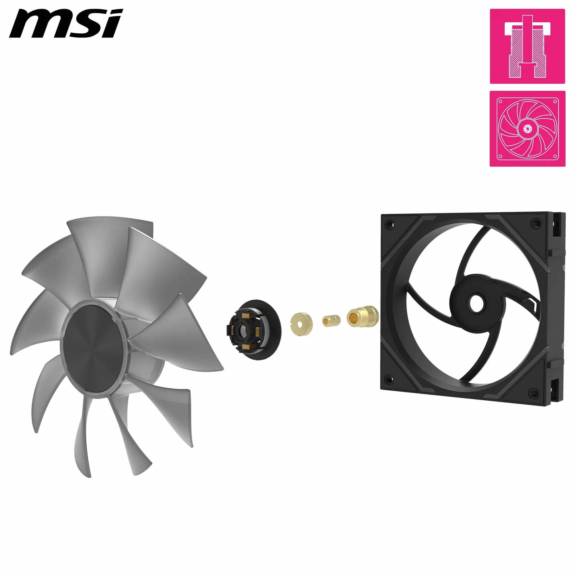 Ventola MSI MPG EZ120 ARGB – 120 mm Ventola da 120 mm con cuscinetto a fluido dinamico e fissaggio extra con dado, compatibile con schede madri MSI grazie al supporto di Mystic Light e Cooling Wizard