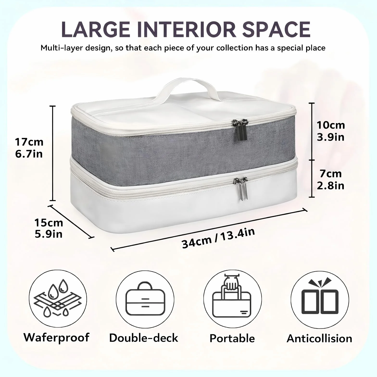 Borsa portaoggetti per sex toys 36x19x17 cm PU impermeabile antipolvere con maniglia e combinazione Nero