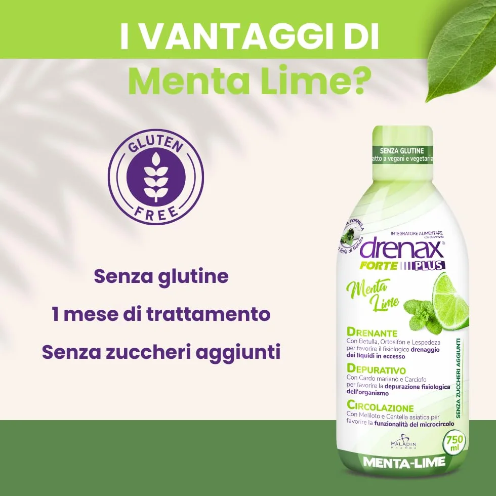 Drenax Forte Plus Menta e Lime Integratore Drenante Depurativo 750ml