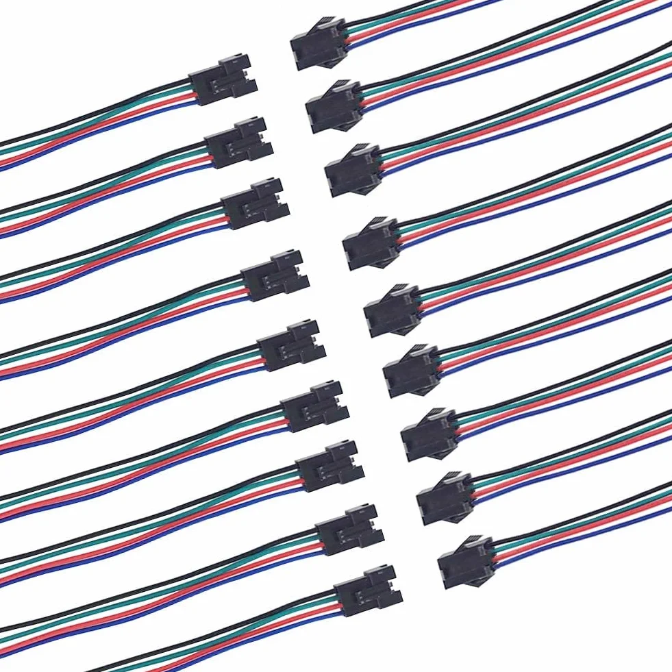 HUAZIZ 20 Pairs 15 cm JST SM 4-Pin Plug Maschio a Femmina Cavo EL Cavo Adattatore, 22 AWG JST 4-Pin Adattatore Micro Elettrico Spina Connettore Maschio e Femmina