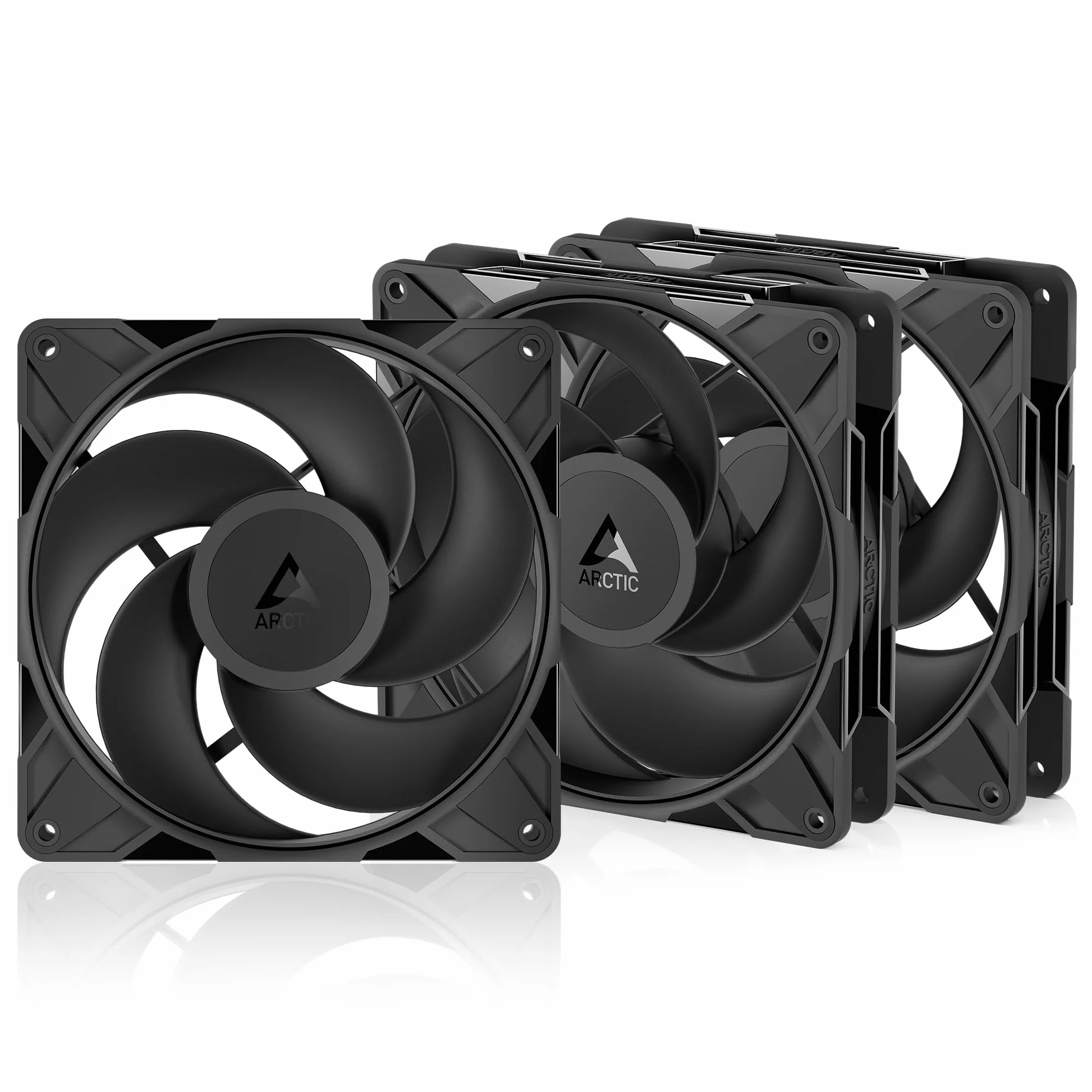 ARCTIC P14 Pro Reverse – 3 Pack – 140 mm Ventola Premium con flusso d’aria inverso, Ventole PWM con splitter per cavo a Y, 400-2650 rpm, 0 rpm <5% PWM, cuscinetto idrodinamico, 4-Pin - Nero