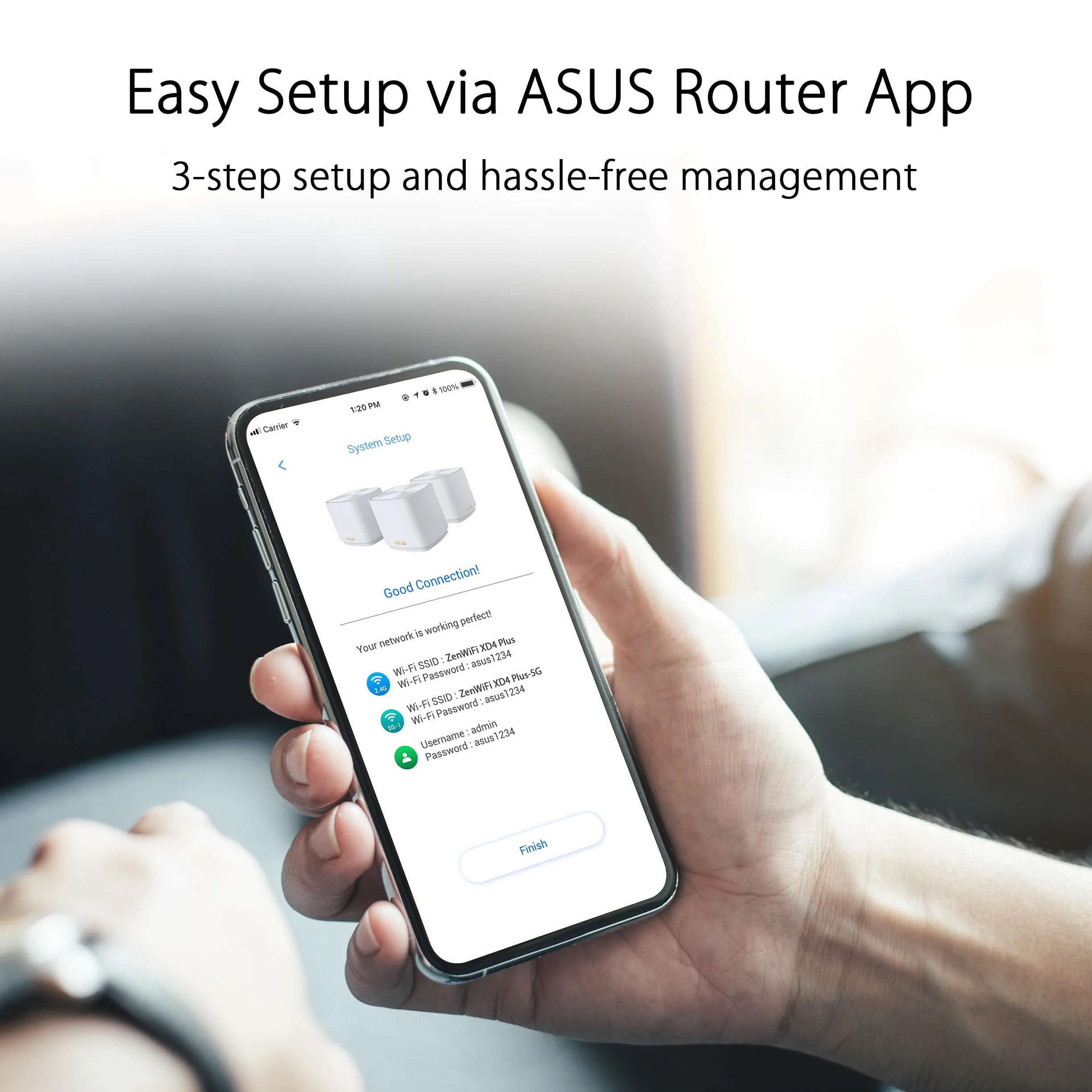 ASUS ZenWiFi XD4 Plus - Per Modem Operatore e ONT, Sistema Mesh WiFi 6 AX1800, fino a 445 m², AiMesh, AiProtection, Parental control, Router App, 3 Pezzi, Bianco