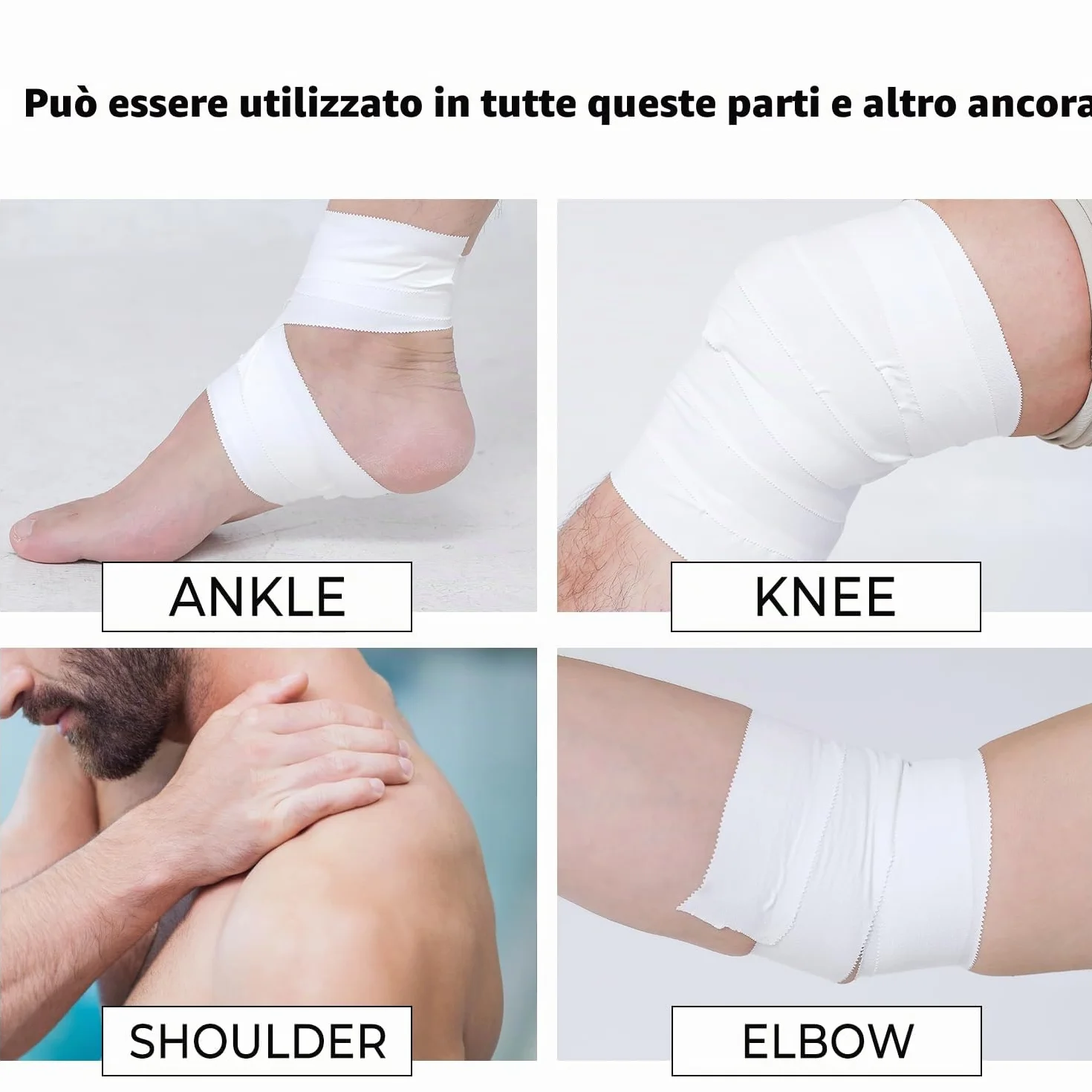Nastro sportivo bianco 5cm x 10m set 4 rotoli autoadesivo extra forte strappabile