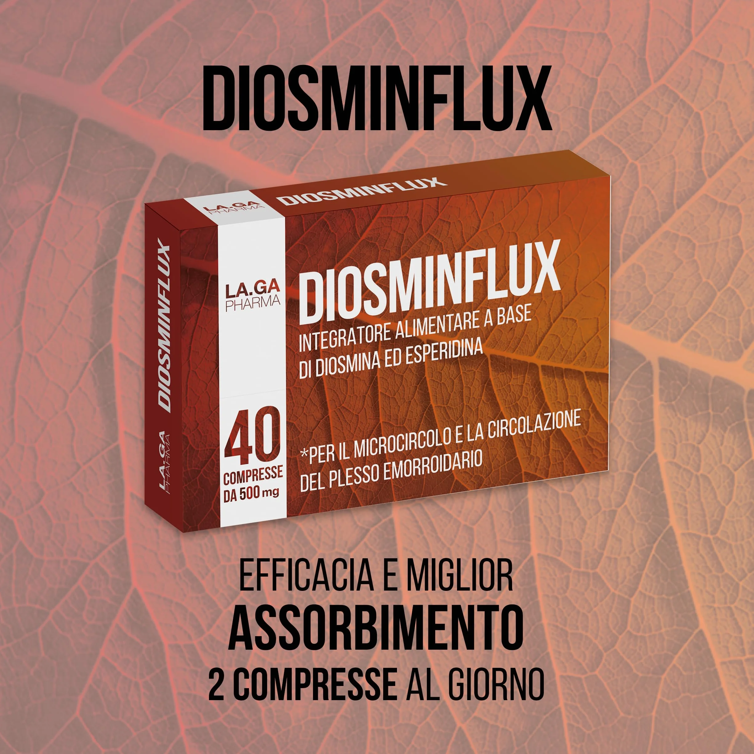 Diosmina ed Esperidina 500 mg Integratore Microcircolo per Vene Varicose 40 Compresse