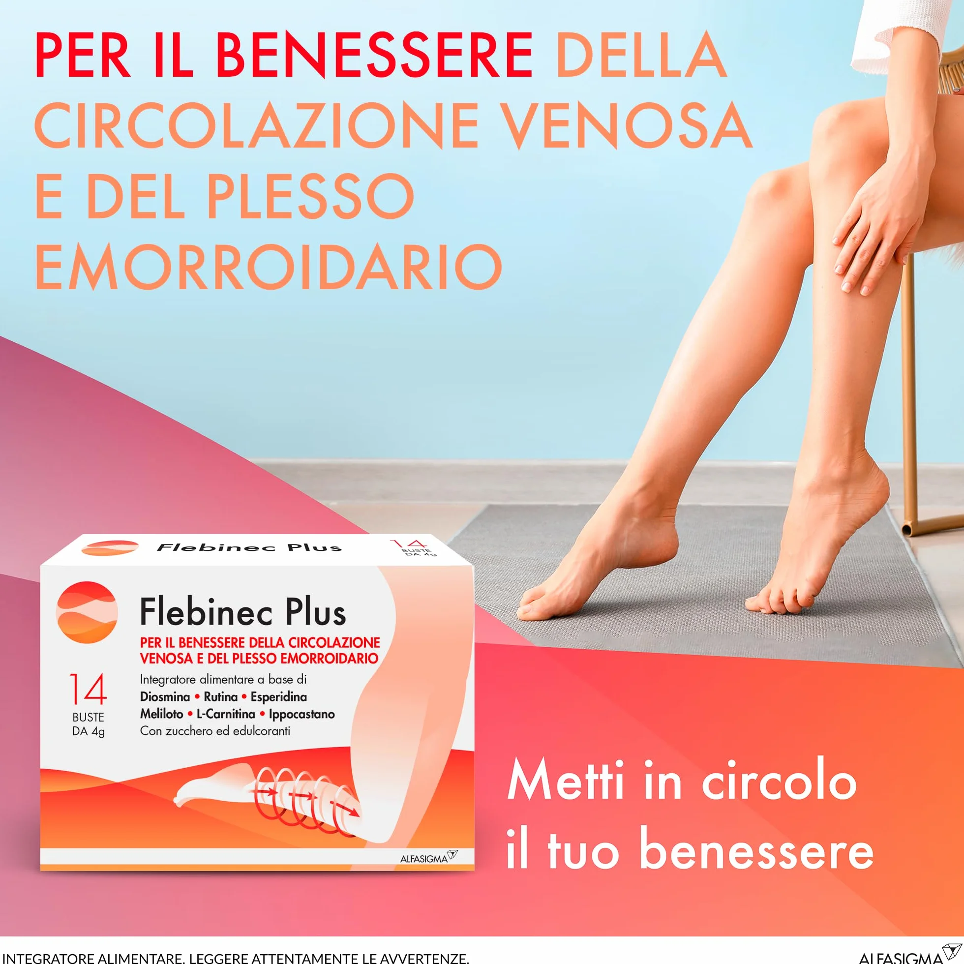 Flebinec Plus Integratore Alimentare Tonico Venoso 14 Bustine