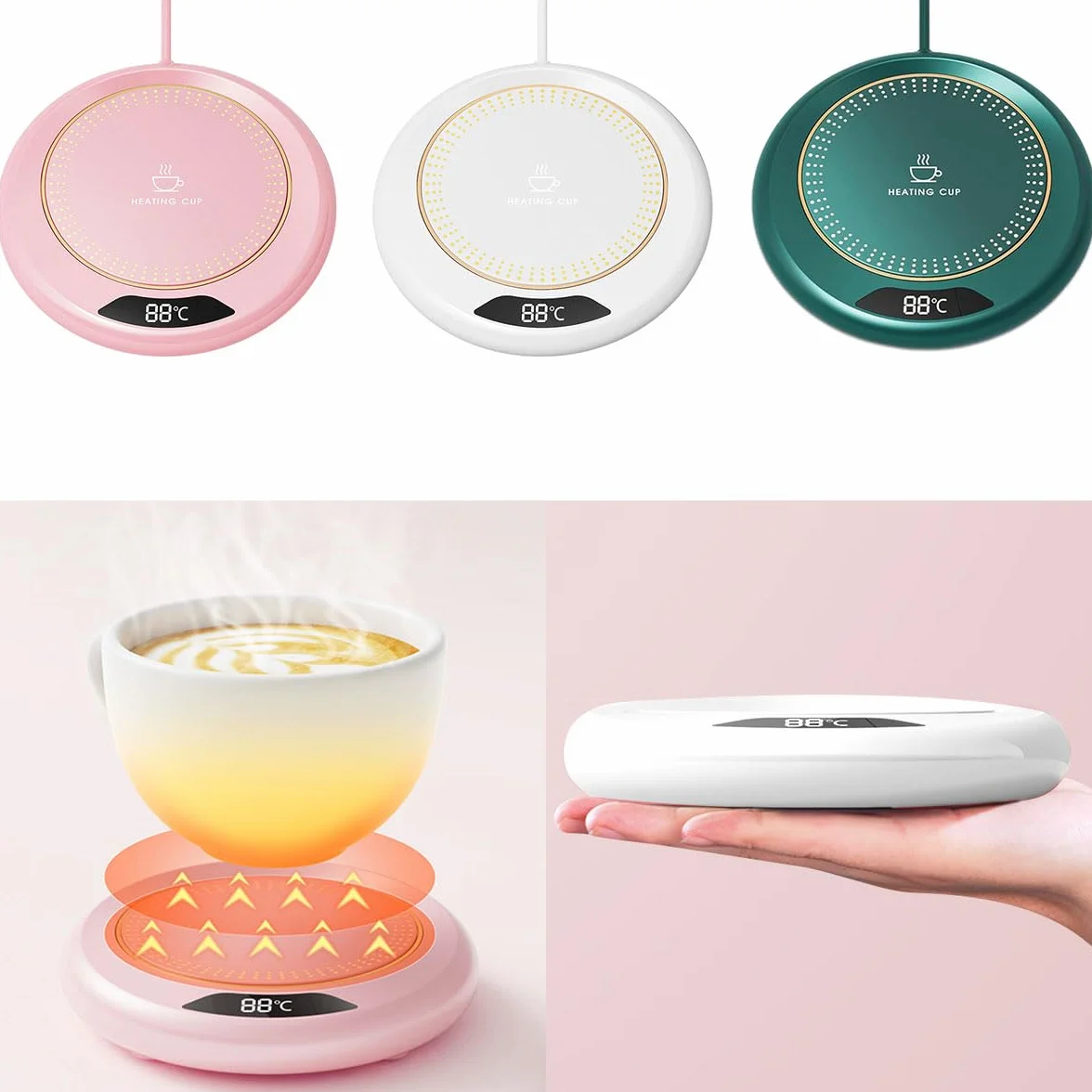 Scalda Tazza Usb con 3 Impostazioni di Temperatura, Scaldatazze da Caffè, Scalda Bevande Scalda Latte, Scalda Caffè, Scalda Tazza Intelligente, Sottobicchiere Elettrico per Caffè, Tè e Latte (Bianco)