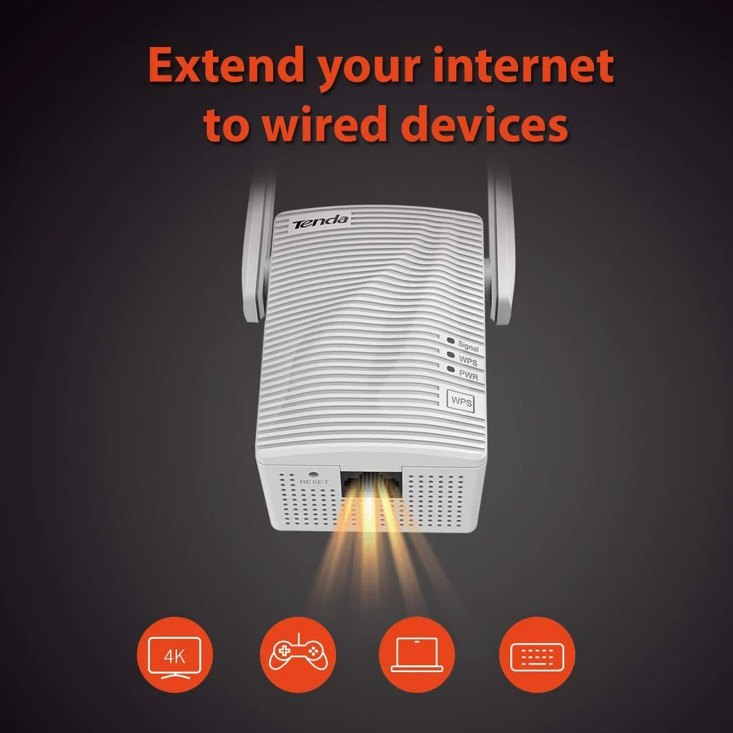 Tenda A301 Ripetitore WiFi 300 Mbps, 1 * 10/100M LAN Porta Ethernet, Plug And Play, Easy Expand, Segnale Forte con 2 Antenne LED Intelligente, Amplificadores WiFi Esterne Spina Europa