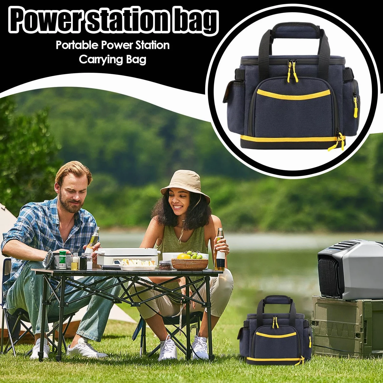 Borsa Porta Cavi Di Ricarica Custodia Multitasca Anti-E Antiurto | Borsa Da Viaggio Per Power Station Custodia da Viaggio in Oxford con Più Tasche Power Station