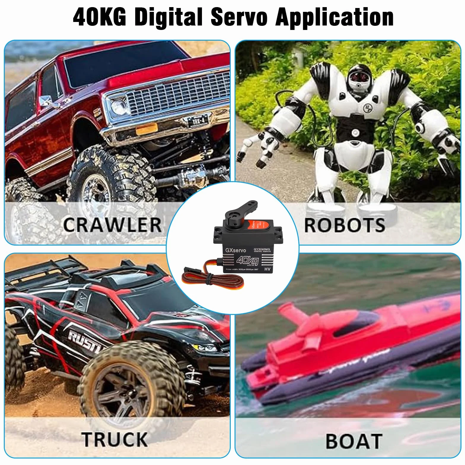 Digitale Servomotore Binghe 1 pezzi 40KG Servo Digitale Metal Servomotore 40KG Servo Motore con Ingranaggi in Metallo per Auto RC 1/10 1/8 Elicottero compatibile con Arduino