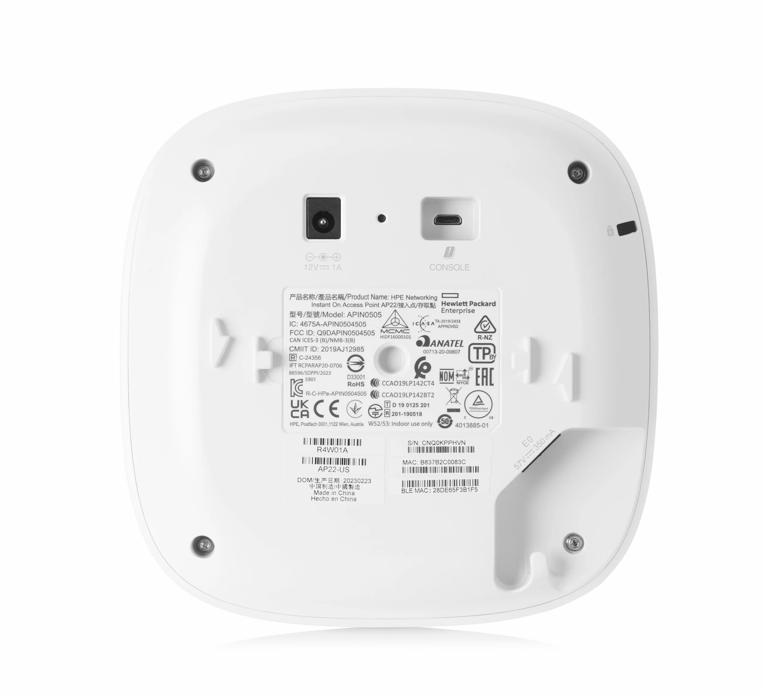 Aruba, A Hewlett Packard Enterprise Company Ap22 1200 Mbit/s Bianco Supporto Power Over Ethernet (poe)