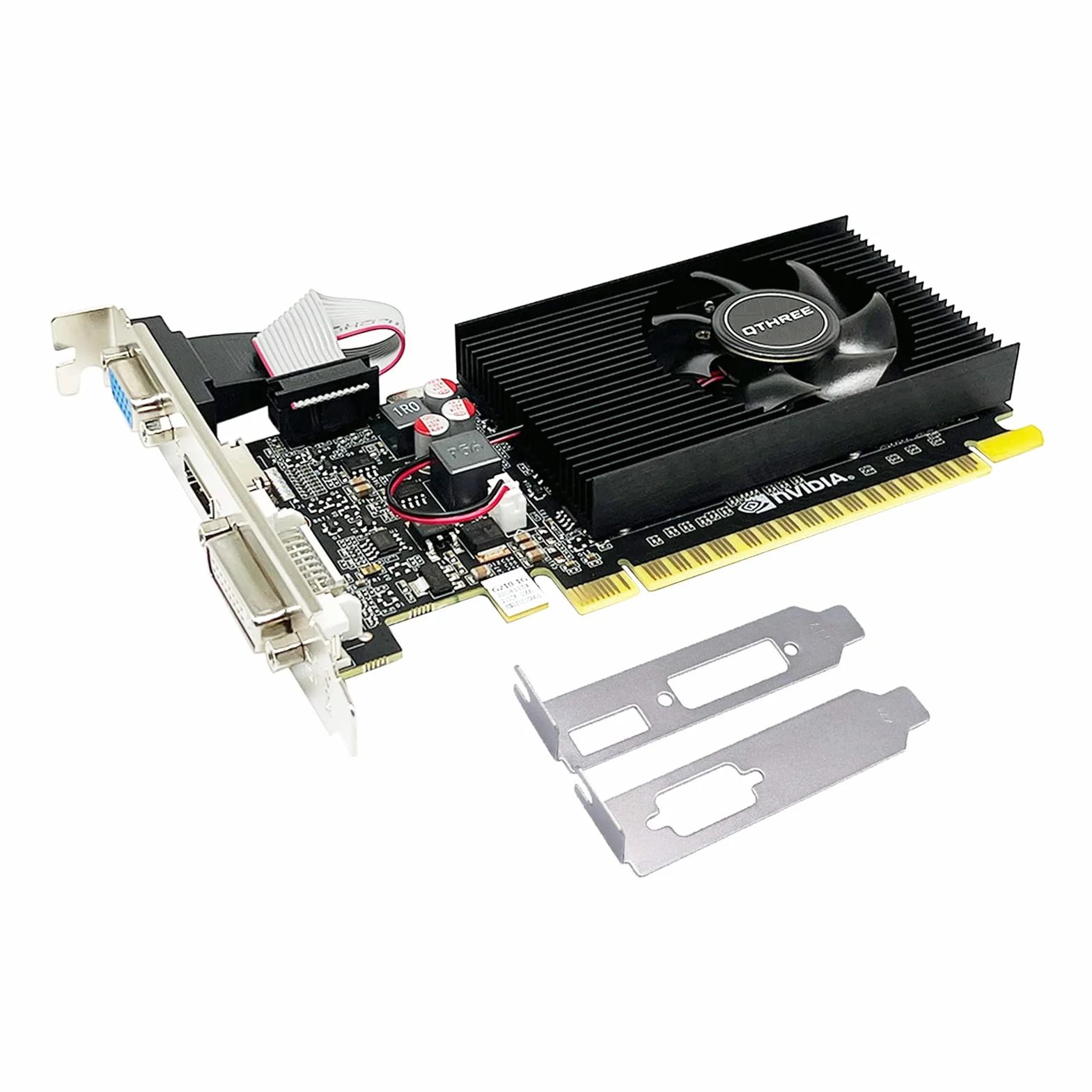 QTHREE GeForce GT 210 Scheda Video, 1GB DDR3 64-bit, HDMI DVI VGA, Low Profile, Scheda Grafica per PC, PCI Express x16, DirectX 10