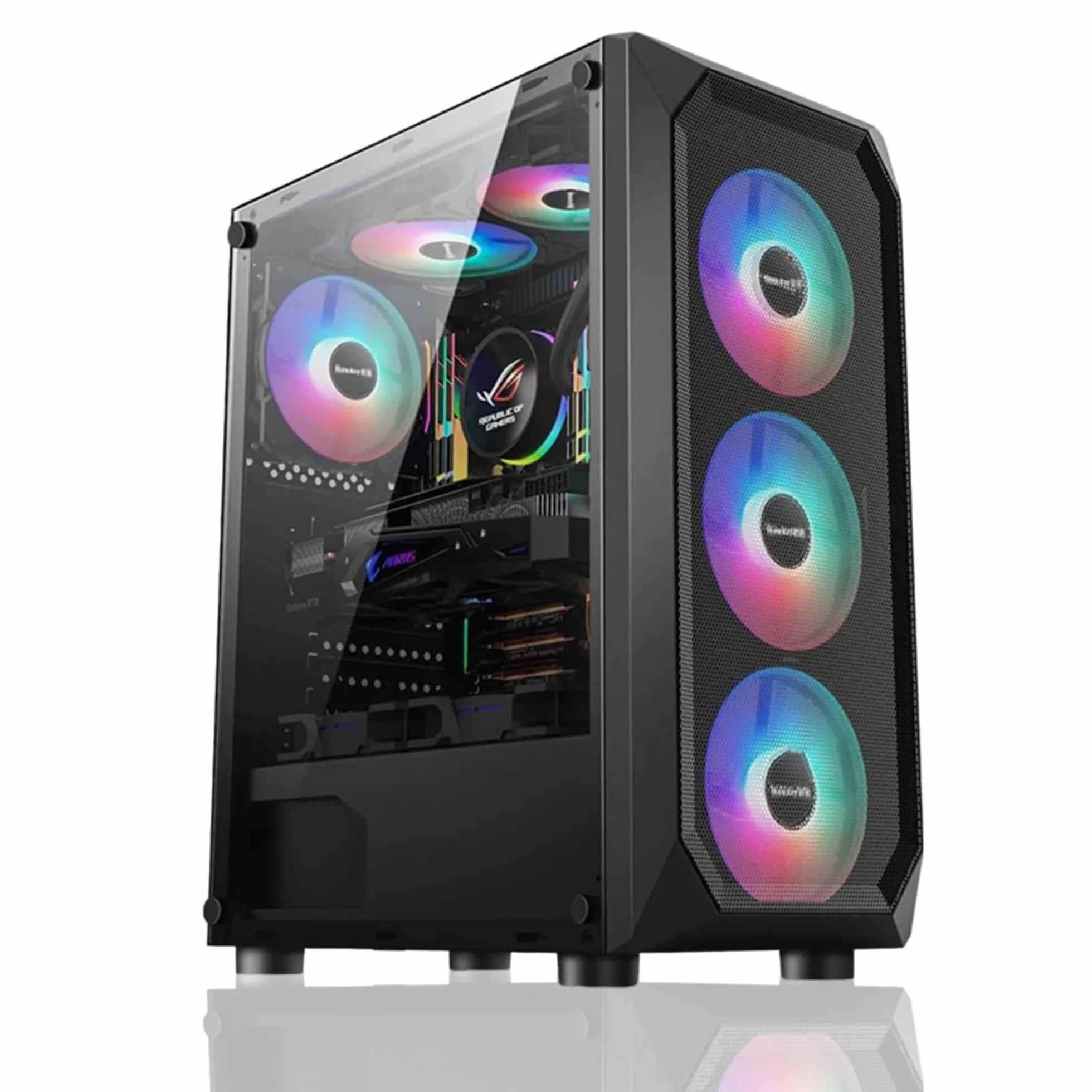 Gaming PC Ryzen 5 5500, GeForce RTX 4060, B450, 16GB(8GB*2) 3200MHz DDR4 RAM, 1TB NVMe SSD, P550W, 5 RGB Fans, WIFI, Potente PC per Gaming e Creazione