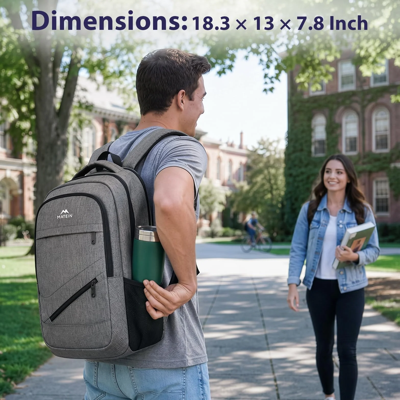 MATEIN Zaino Porta PC 17 Pollici Antifurto, Zaino Lavoro Università Uomo Donna Alta Capacità con Scomparti Multipli, Compatibile TSA per Ufficio, Scuola e Viaggi, Grigio