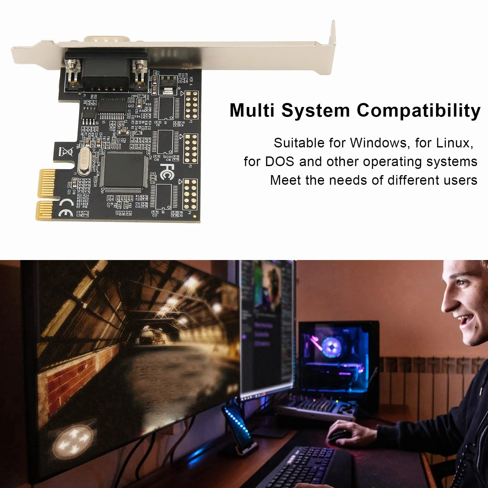 Scheda Adattatore Seriale PCI Express RS232 a 1 Porta, Scheda Controller Host Seriale PCIe RS232, Scheda Adattatore Seriale PCIe X1 a RS232 per DOS Linux