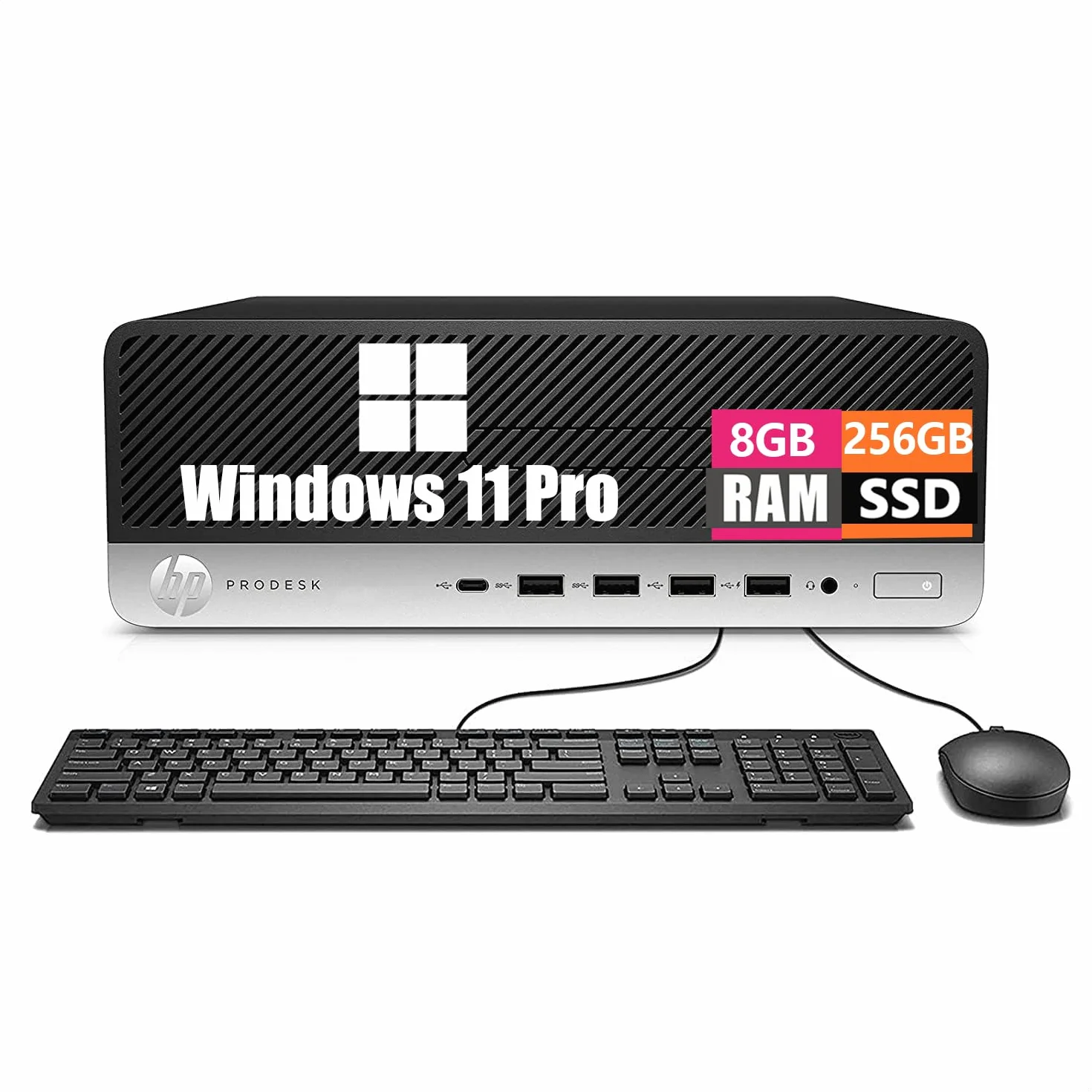 HP ProDesk 600 G3 SFF Desktop Computer PC, Intel Core i5-7500, 8 GB RAM, 256 GB SSD, WiFi, Bluetooth, tastiera US QWERTY Windows, 11 Pro (ricondizionato)