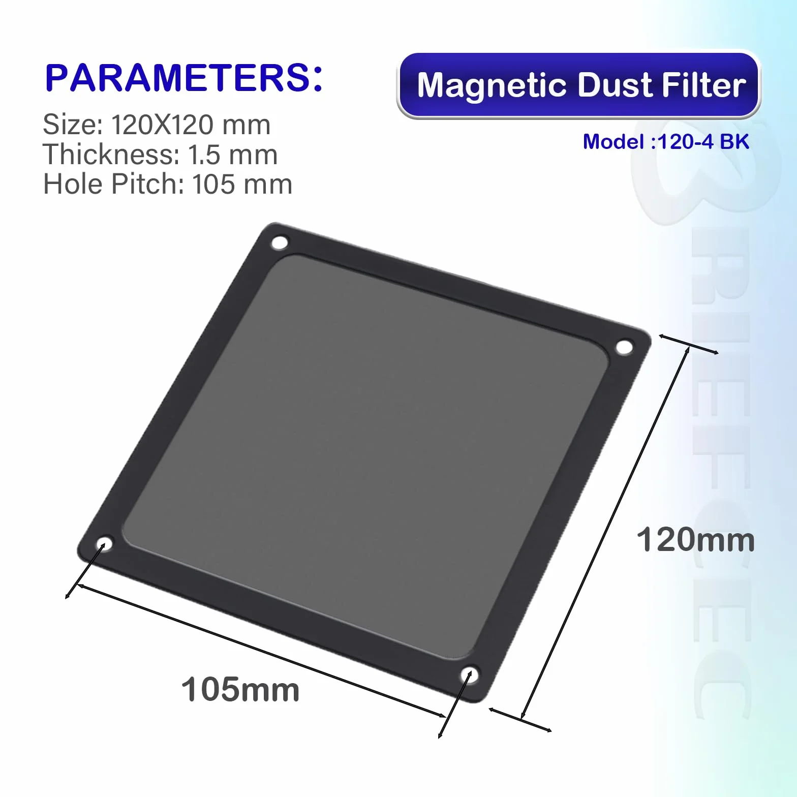 Filtro Antipolvere PC 120MM Magnetico Antipolvere Griglia 80 Mesh Nylon Antipolvere Casa Griglia per Alimentatori/Modem/Routers (Nylon, 120 * 120mm, 4Pezzi, Nero)