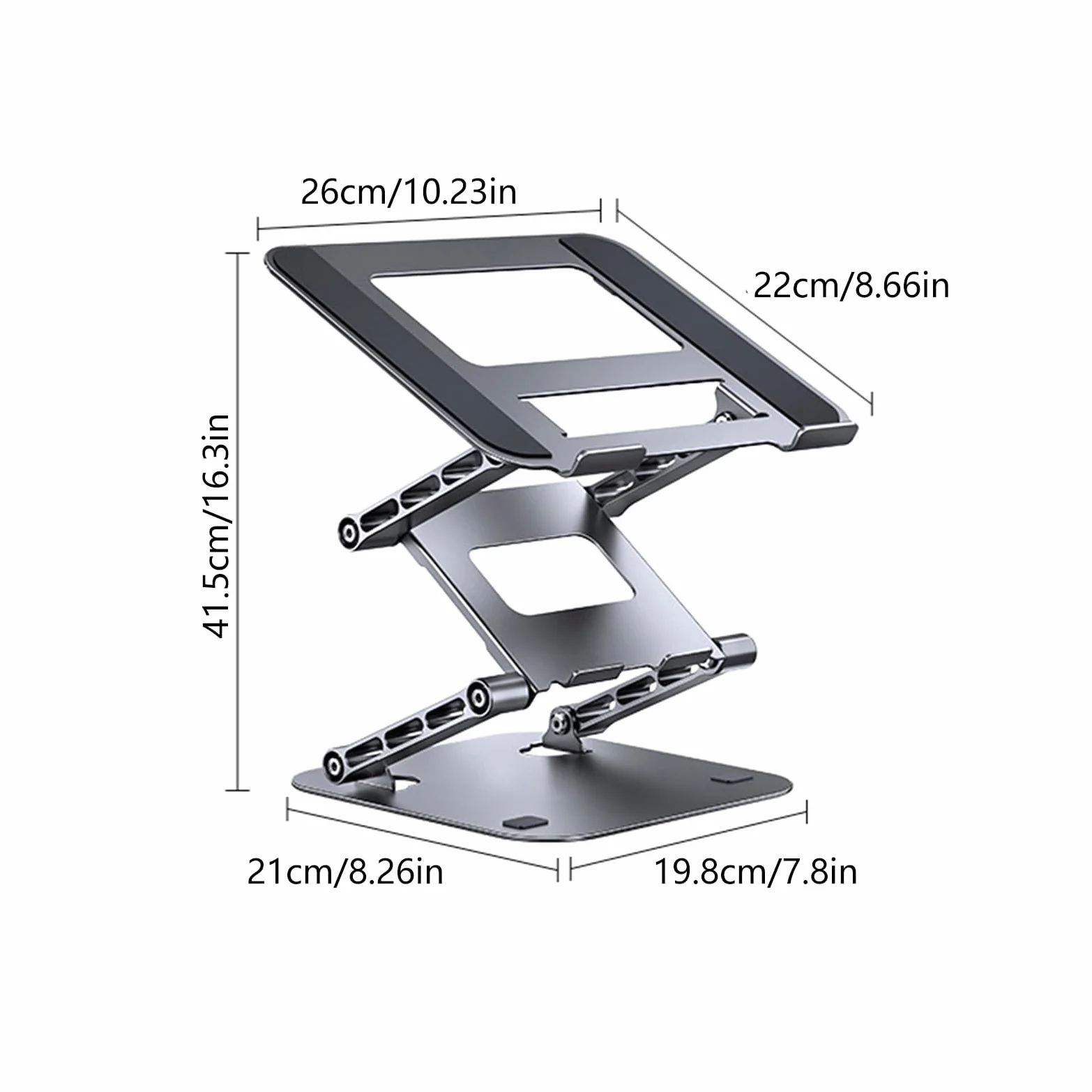 Supporto pieghevole per laptop a 3 strati, regolabile con 4 onde, supporto per notebook da 17,3 pollici, supporto per telefono regolabile in acciaio al carbonio e silicone