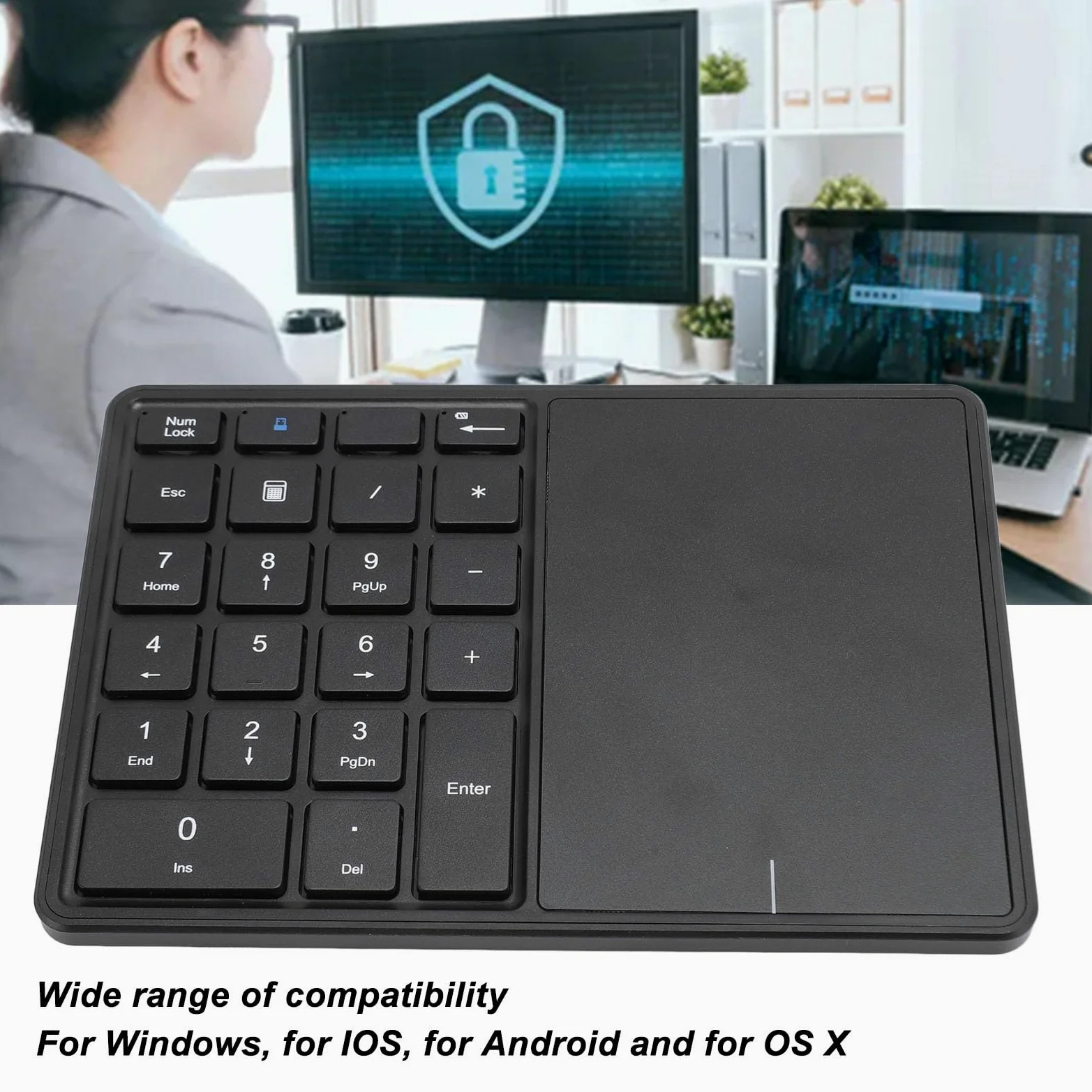 XUMIUZIY Tastierino Numerico, 22 Tasti modalità Doppia Bluetooth 4.2 Tastierino Numerico Wireless con Touchpad, Tastiera Numerica Esterna Sottile per PC Desktop Portatile (BLACK)